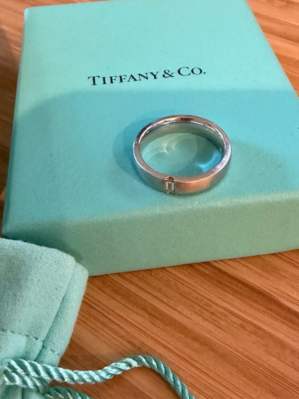 Charles Tiffany Setting Satin Finish Ring in Platinum with a Diamond, 5 mm wide